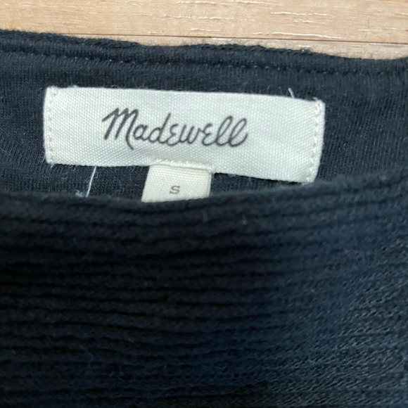 Madewell Texture & Thread Tie Shoulder Black Ribbed Tank - Picture 3 of 7